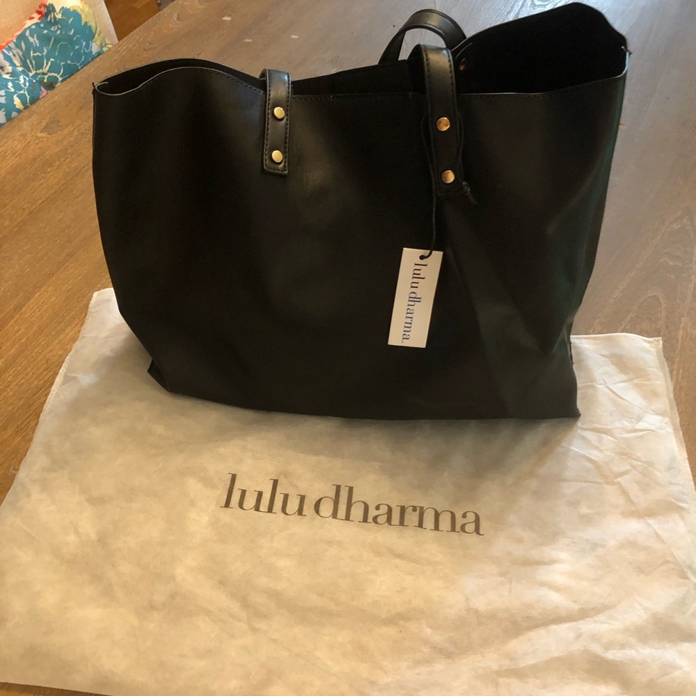 Lulu dharma black vegan leather tote